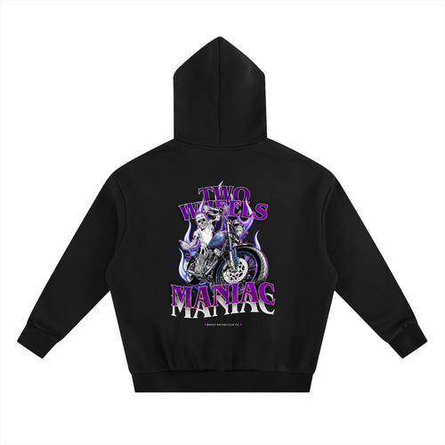 TWO WHEELS MANIAC | Boxy Fit Fleece Hoodie